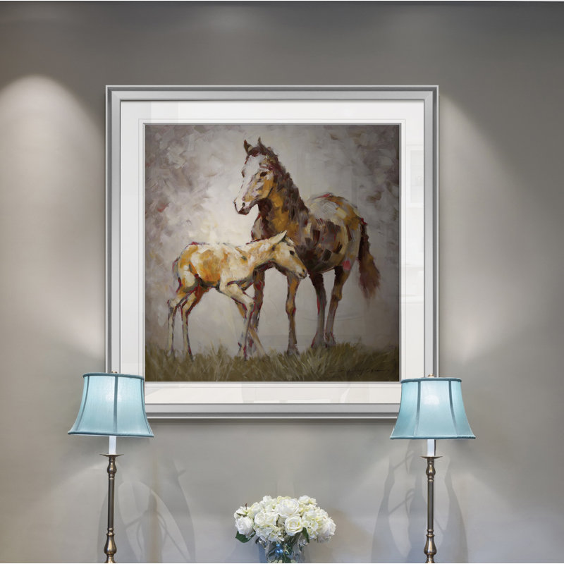Peinture "learning the cordions", H 16 po x l 16 po x P 1,5 po, Encadrement argenté