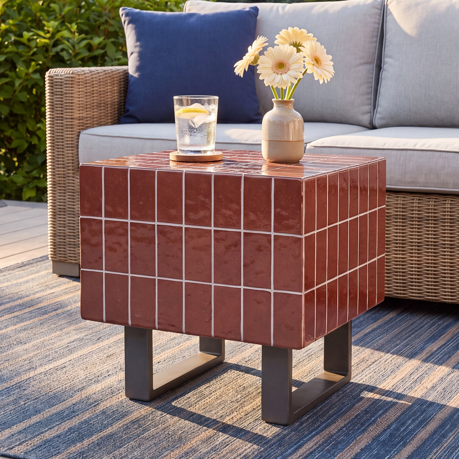 Rosie 20" Patio Side Table, Brown