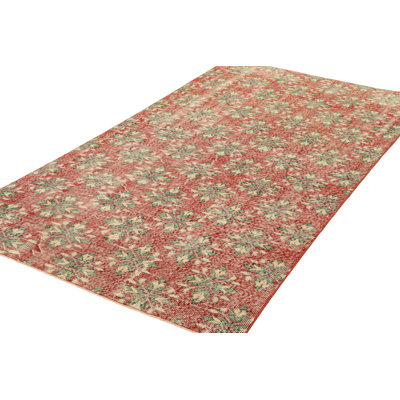 Rug & Kilim Vintage Zeki Müren Rug In Red With Geometric-floral Patterns | In Brown;red;beige;white;green;cream