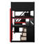 Lit mezzanine avec bureau et panneau perforé, structure de lit de jeu en bois avec escalier de rangement et tablettes ouvertes-1491487937-1491487943