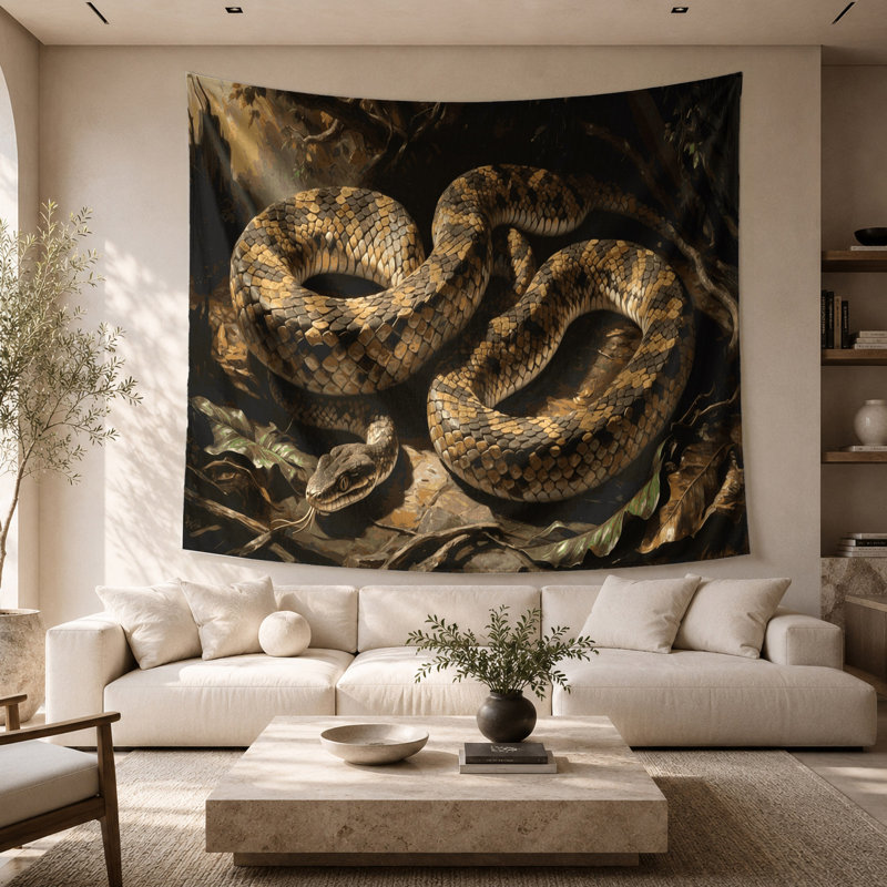Tapisserie murale Wildlife Gaboon Viper, 68 po x 80 po