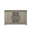 Console gris chêne 47 po - Buffet avec tablettes, armoire et portes