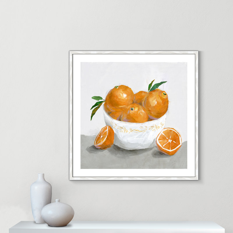 Abbaye «Oranges» par Isabelle Z - reproduction d'art, Papier avec cadre en bois blanc, H 33,25 po x l 33,25 po x P 0,75 po