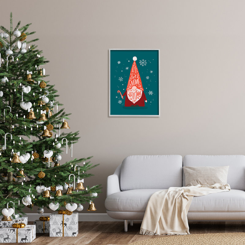 «Gnome for Christmas Holiday» par Loni Harris - Art textuel, H 30 po x l 24 po, Estampe numérique Farmhouse