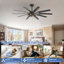 Ventilateur de plafond en cage de 60 po avec lumière et télécommande, ventilateur de plafond à moteur à courant continu pour l'intérieur et l'extérieur, ventilateur réversible silencieux avec 4 prises E12, idéal pour le patio de la chambre à coucher