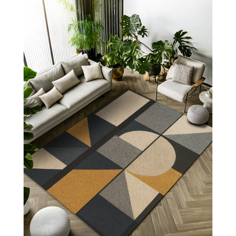 Gustin Collection Digital Print Cotton-Polyester Brown Multicolor Geometric Rug, Runner 2'8" x 16'5"