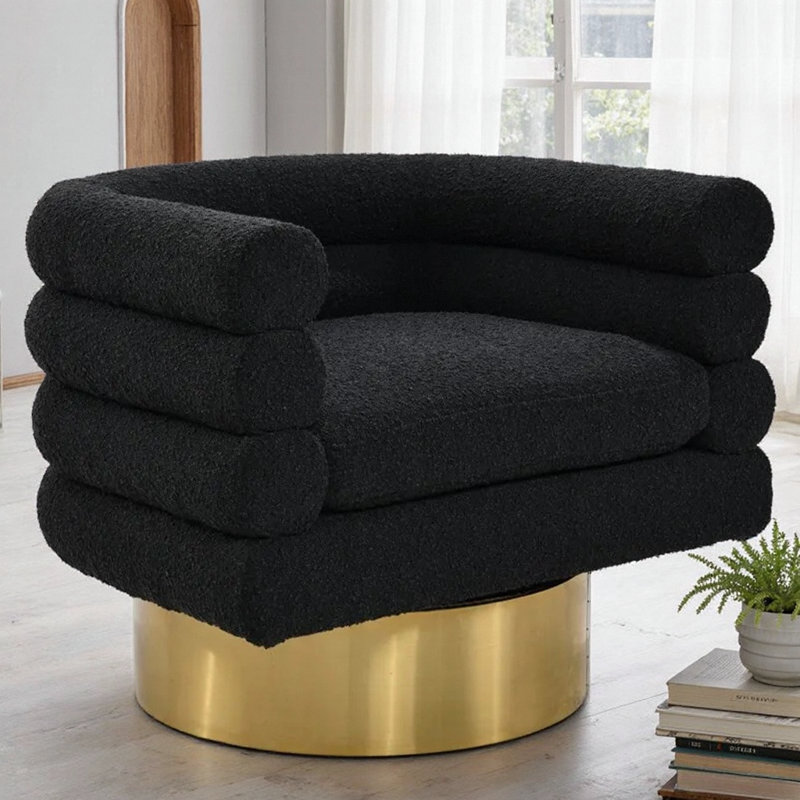 Fauteuil demi-tonneau Shikibu, Bouclé noir