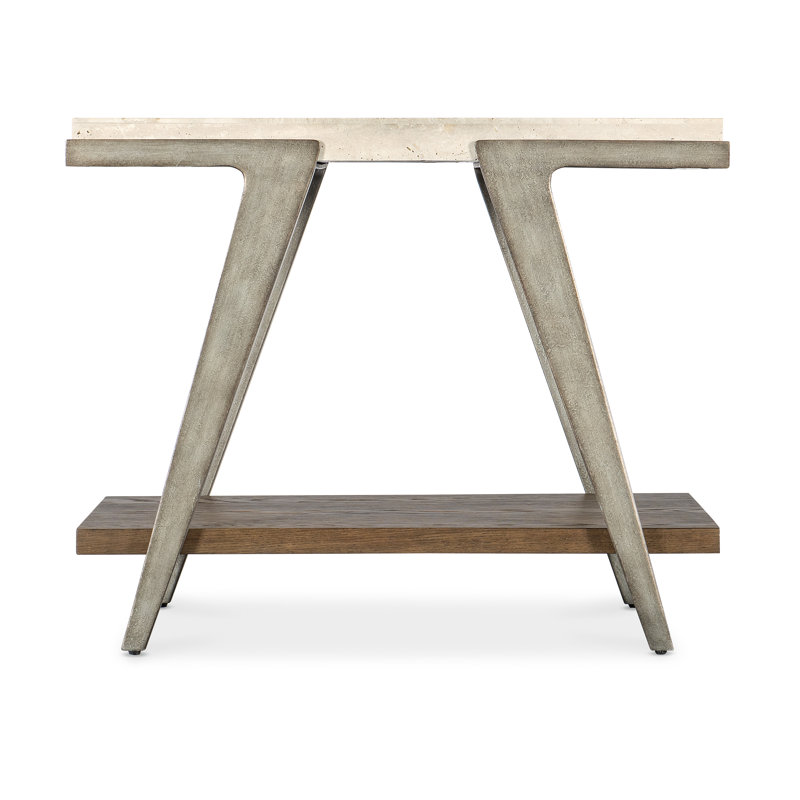 Transitional Brown and Cream Marble Top End Table