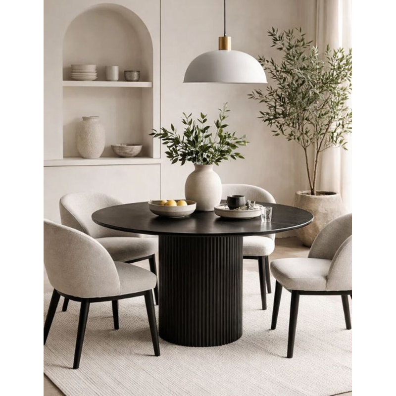 Maga Oak Veneer Dining Table, Black