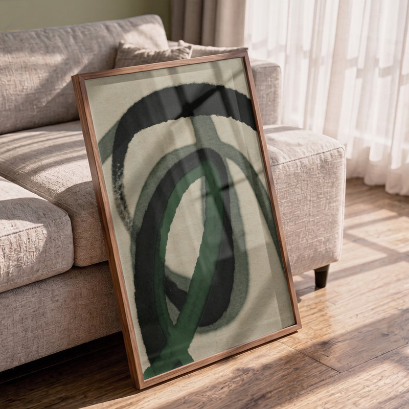Emerald Whorls by Other Artist, 12 × 18, Wrapped Canvas, Gold/Tan/Black/Brown/White