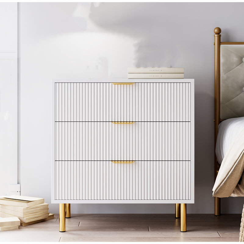 3 Drawer Dresser For Bedroom With Metal Legs