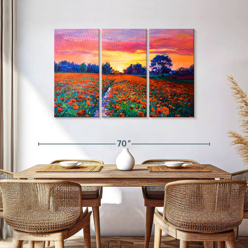Alvord Red Poppy Flower Field, 36" H x 57" W