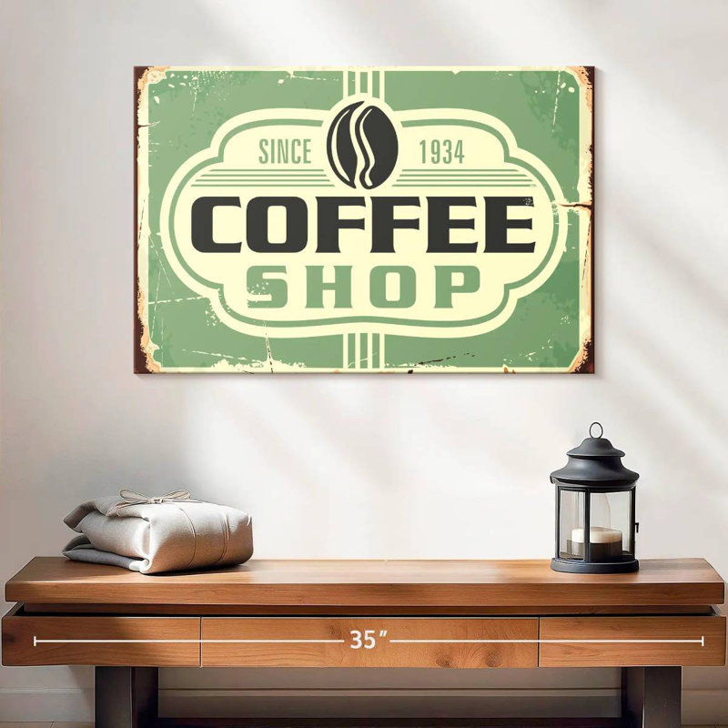 Plaque murale logo café, H 16 po x l 24 po