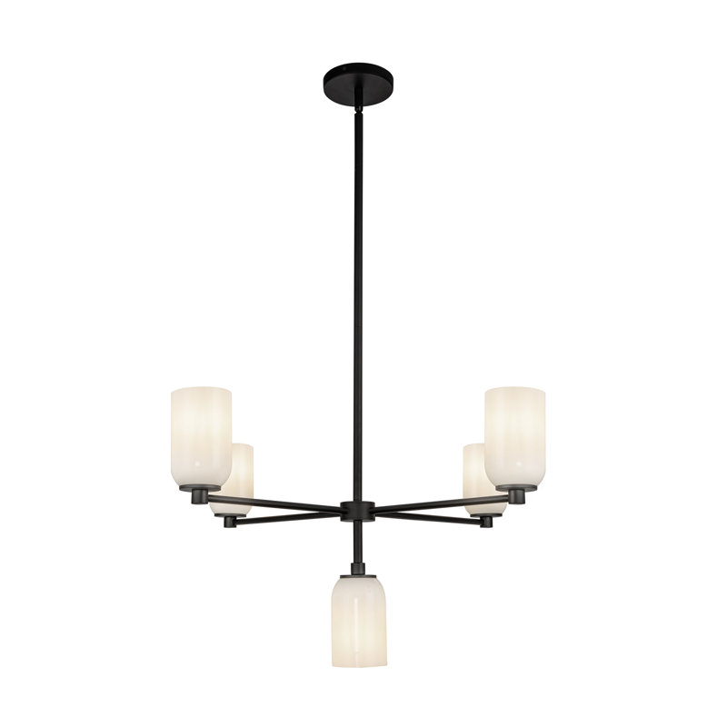 Nola 5 - Light Chandelier, White Glass, Matte Black