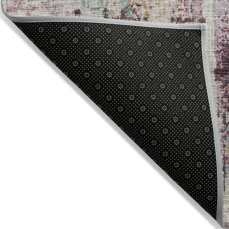 Lavender Abstract Synthetic Washable 3' x 5' Area Rug