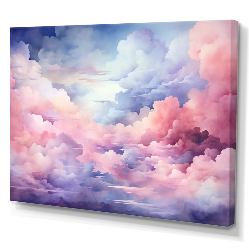 Rose et bleu pastel coloré ciel I - art mural ciel, Toile tendue, H 40 po x l 60 po x P 1,5 po