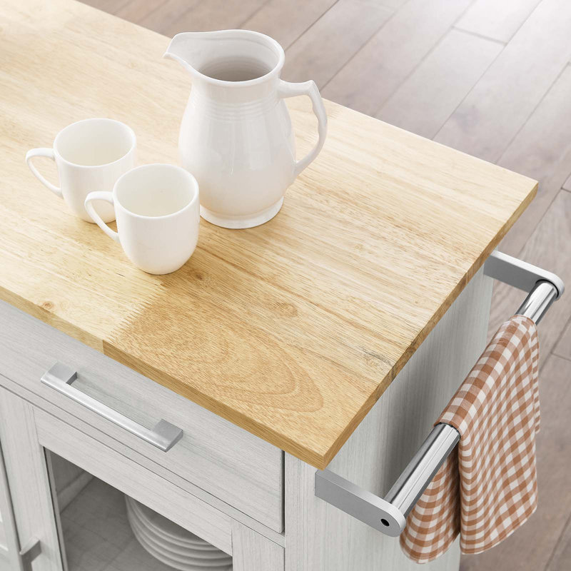 Modway Culinary Kitchen Cart With Towel Bar, White