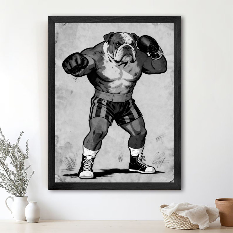 Art encadré noir Bulldog rétro encadré noir, H 25 po x l 17 po