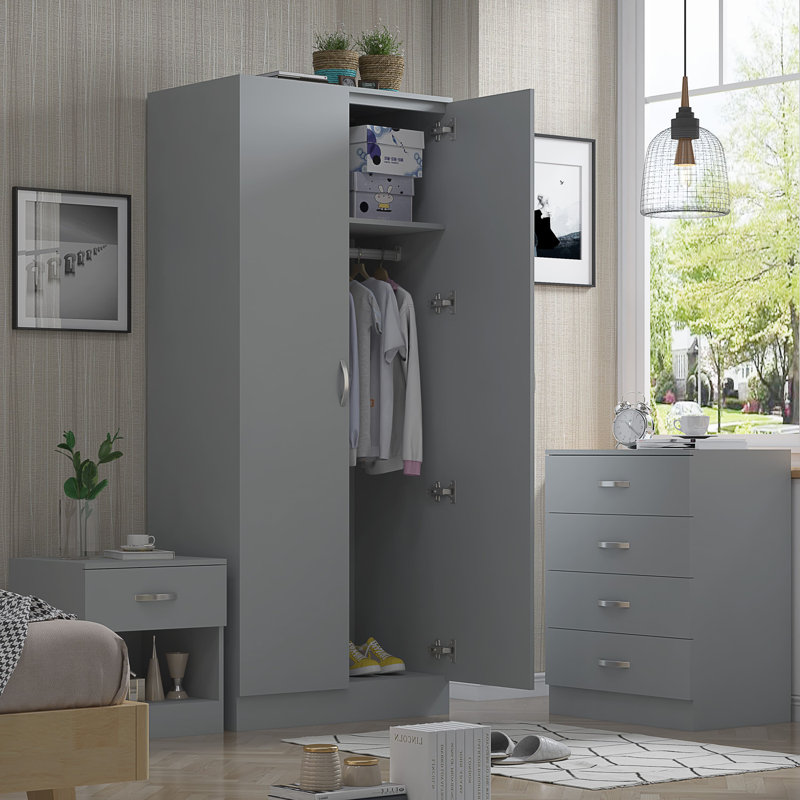 Banos 114.3cm W Manufactured Wood Bedside Table, Grey