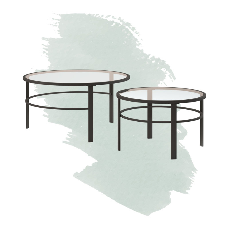 Gaia Glass Top Nesting Coffee Table, Black