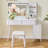Modern Makeup Vanity Desk With LED Lights & Mirror, 4 Drawer Dressing Table Set With Stool, 3 Colors Dimmable Brightness, Space-Saving For Bedroom-1436793208
