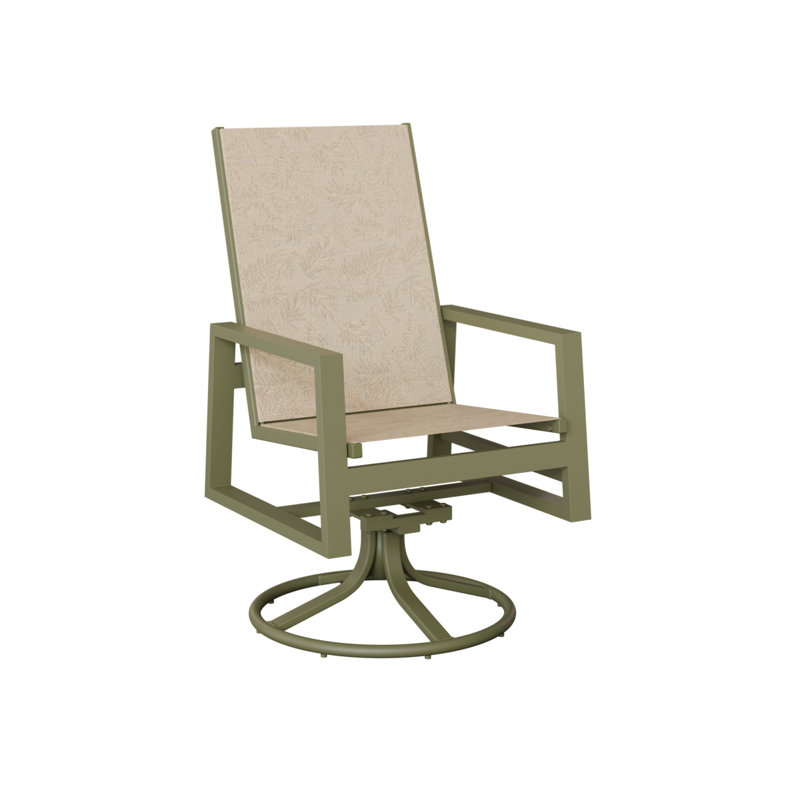 Chaise berçante pivotante à haut dossier en aluminium sauge verte Berlin Gardens, Feuillage tropical, Vert sauge