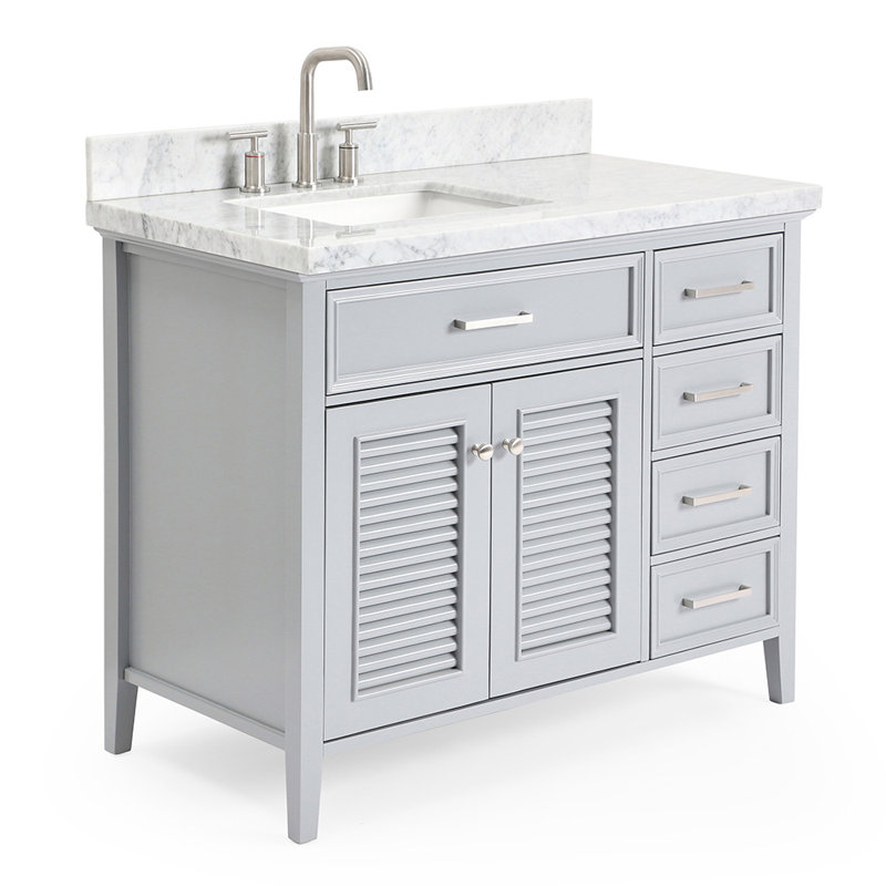 Ensemble de meuble-lavabo simple moderne de 43 po Bodhin, Gauche, Gris