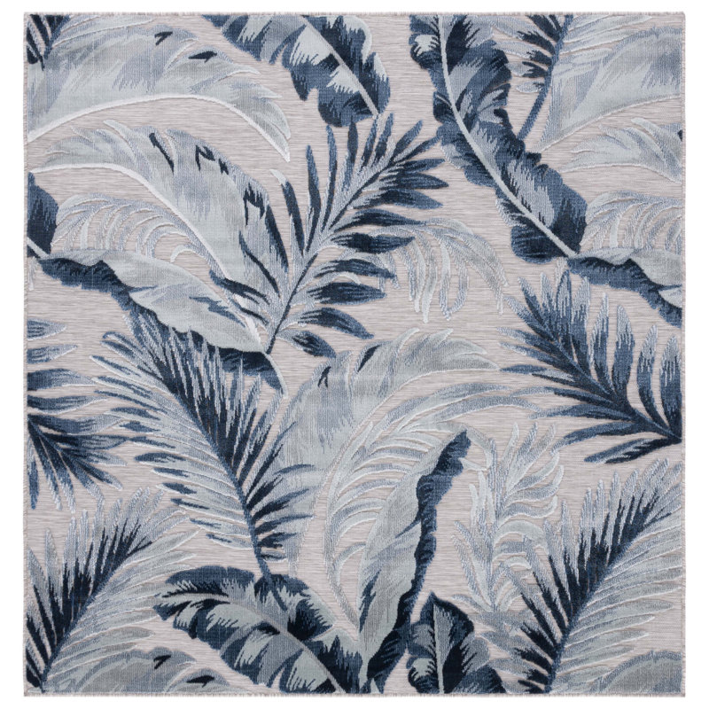 Tapis intérieur / extérieur floral Saugus, Carré 6 pi 5 po