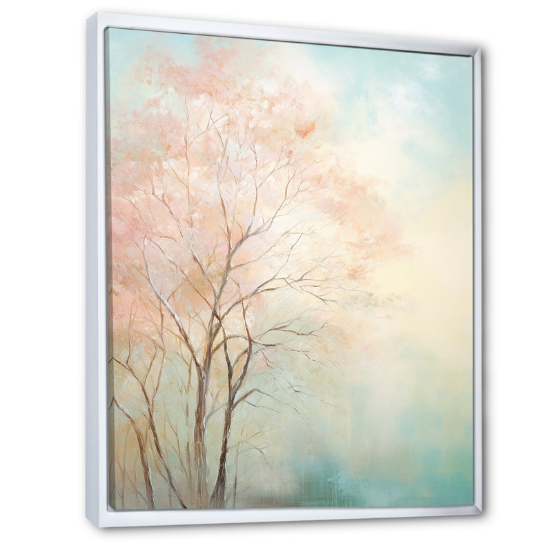 Impression romantique sur toile de sarcelle beige - Cottage, H 20 po x l 12 po x P 1 po, Cadre flottant blanc