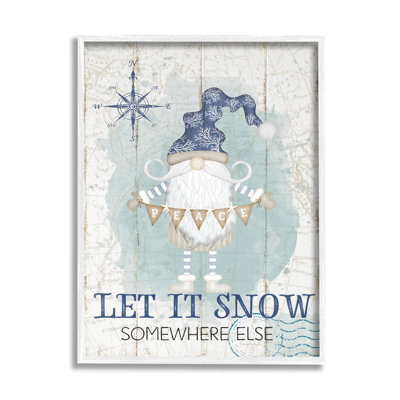 Let It Snow Somewhere Else Gnome, art de la giclée encadrée par Jennifer Pugh