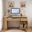 Bureau cannelé avec armoire de rangement, tiroirs et prise de courant-360243019