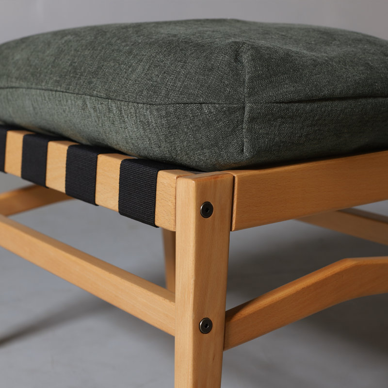 Repose-pieds Mid Century, Vert mousse, Hêtre