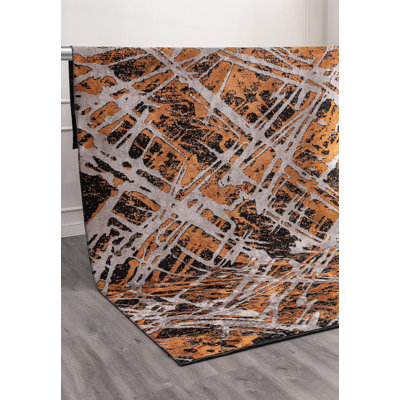 Ambereen Rectangle Abstract Cotton and Viscose Indoor / Outdoor Area Rug