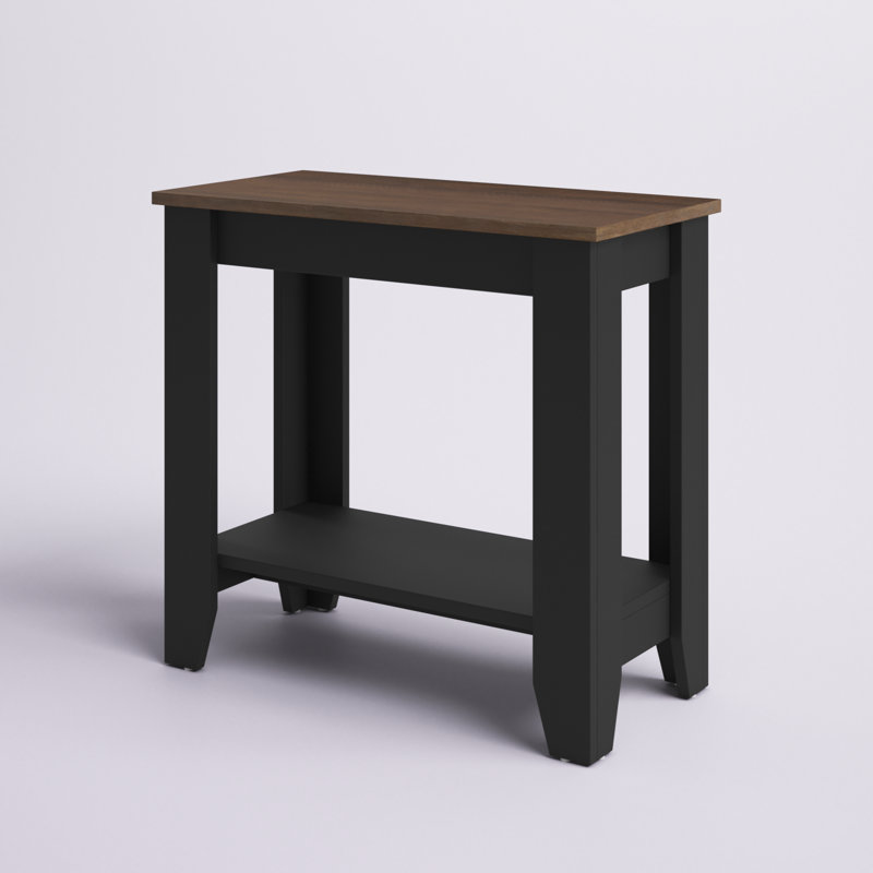 Weddel Basilico End Table with Storage, Matte Black/Dusty Walnut