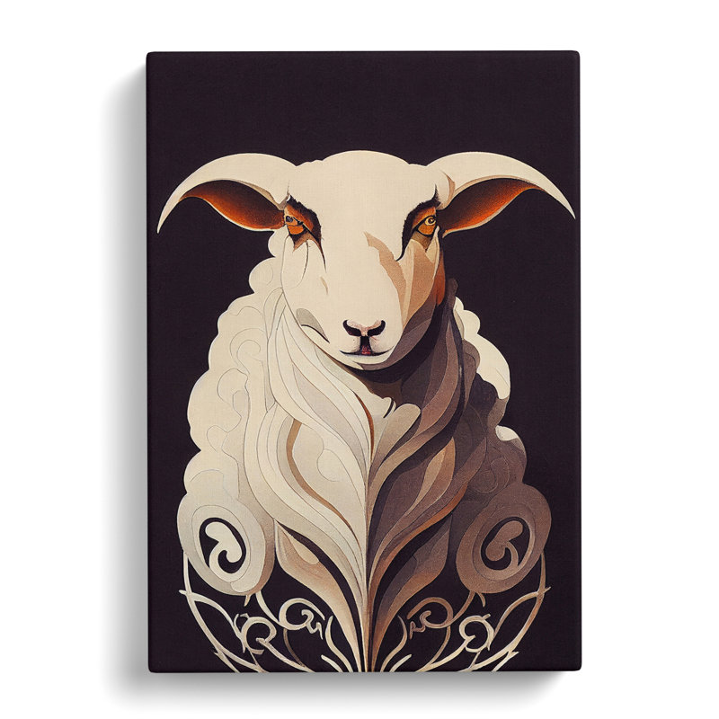Art Deco Sheep - Wrapped Canvas Print, 60cm H x 40cm W x 3cm D
