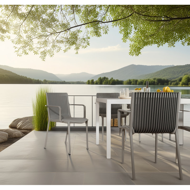 Ensemble de 4 chaises longues modernes PP, Gris