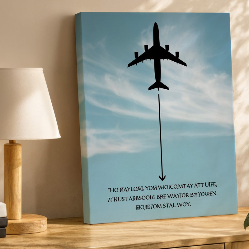 Toile, composition minimaliste mettant en vedette un avion se profilant contre un art mural, H 9 po x l 12 po
