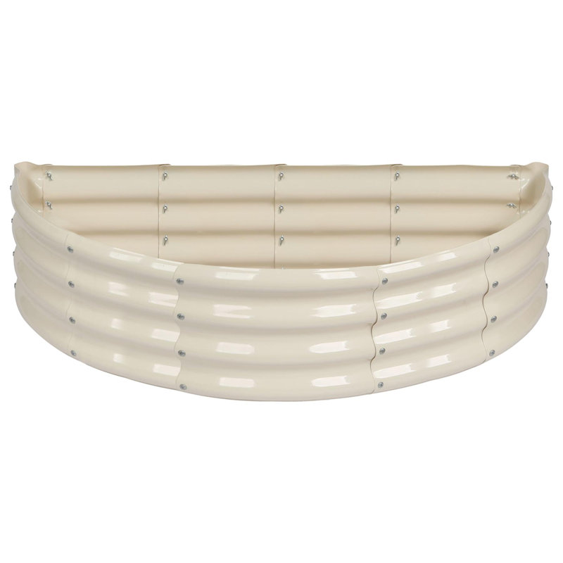 Harbour Housewares - Semicircular Galvanised Steel Raised Garden Bed Planter, 30 cm H x 120 cm W x 60 cm D, Cream