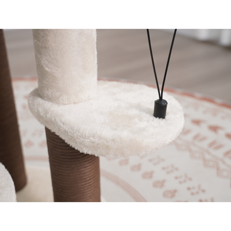 PetPals 35" Brown and Beige 4-Level Cat Tree with Sisal Posts