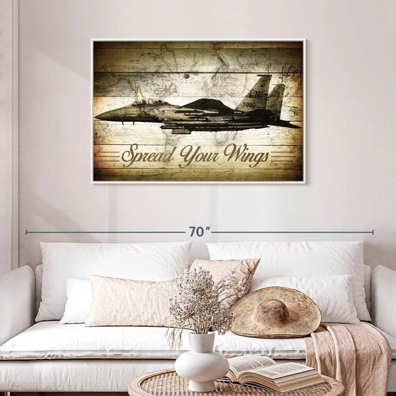 Citation de voyage en bois, Cadre flottant blanc, 43 po x 29 po