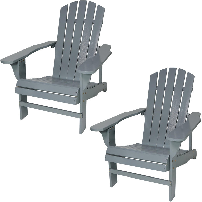 Chaise Adirondack en bois massif Candelario, gris