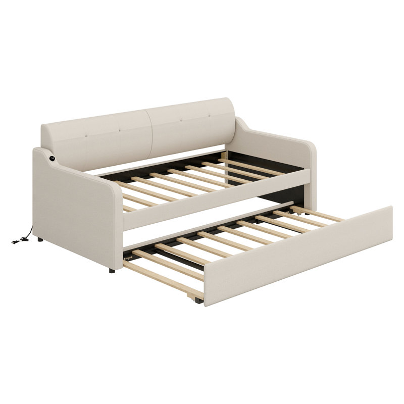 Lit de jour simple avec couchette Volkman, Beige