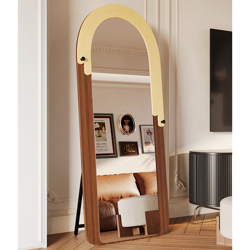 Mid-Century Arched Solid Wood Full-Length Mirror, 62,99 po x 23,62 po
