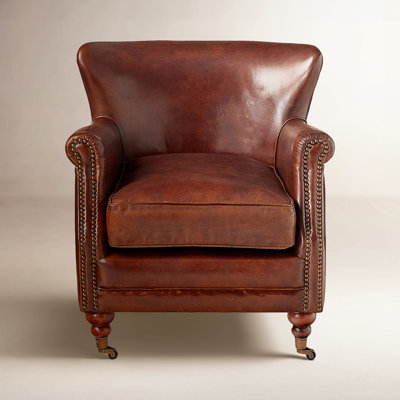 Bellfleur Oak Genuine Leather Club Chair