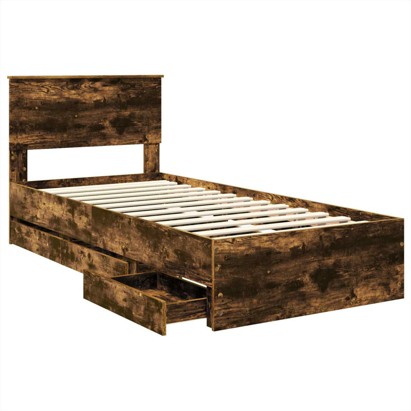 Bed, Smoked Oak, European Single (90 x 200 cm)