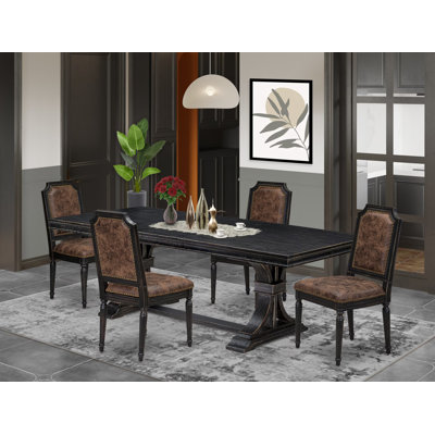 Dining Table Set includes a Dining Table and Polyester Kitchen Chairs with High Back