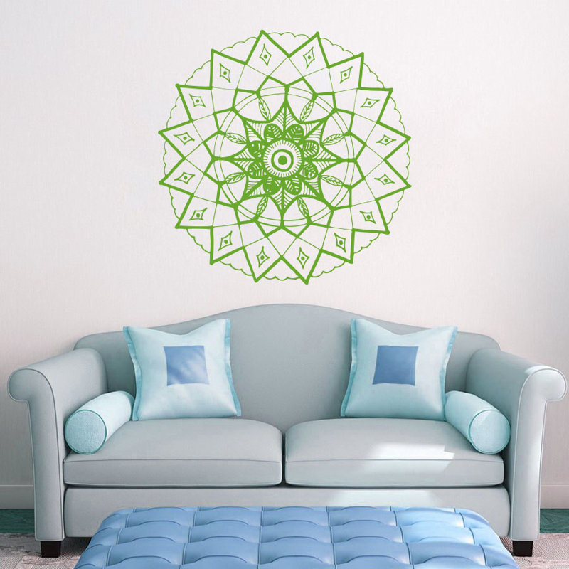 Adhésif décoratif mandala yoga, H 20 po x l 22 po, Vert citronnier