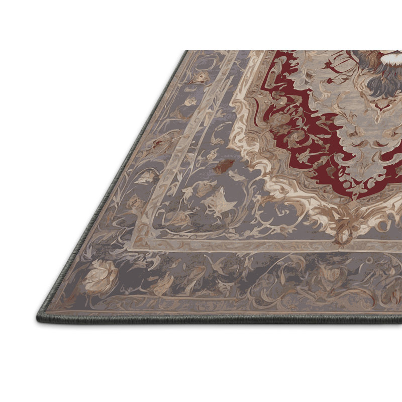 Tapis gris soyeux et moelleux, Rond 4 pi