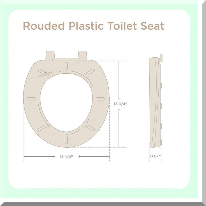 AdjustFit Round Plastic Toilet Seat with Easy-Clean Hinges, Bone