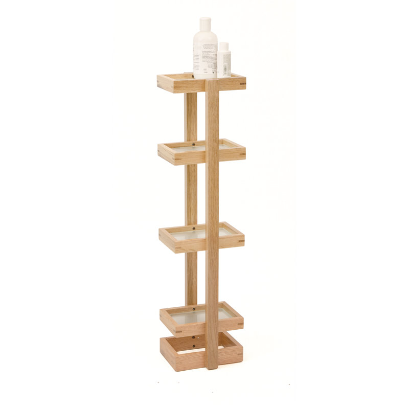 Belinda Freestanding Shower Caddy, Natural Oak